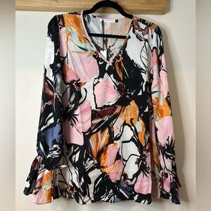 NWT THREE EIGHTY TWO FLORAL PRINT DRAWSTRING CUFF TUNIC